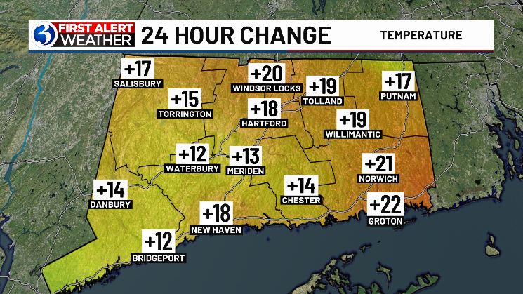 Mark Dixon (@markdixontv) on Twitter photo Last night: the coldest of the season so far...
Tonight: much milder as a warming trend commences!
This one again peaks with temps hitting record levels... breaking down our First Alert Weather Day, how high temps go plus an increased fire risk, at 11p on <a href="/WFSBnews/">WFSB Channel 3</a> Last night: the coldest of the season so far...
Tonight: much milder as a warming trend commences!
This one again peaks with temps hitting record levels... breaking down our First Alert Weather Day, how high temps go plus an increased fire risk, at 11p on <a href="/WFSBnews/">WFSB Channel 3</a>