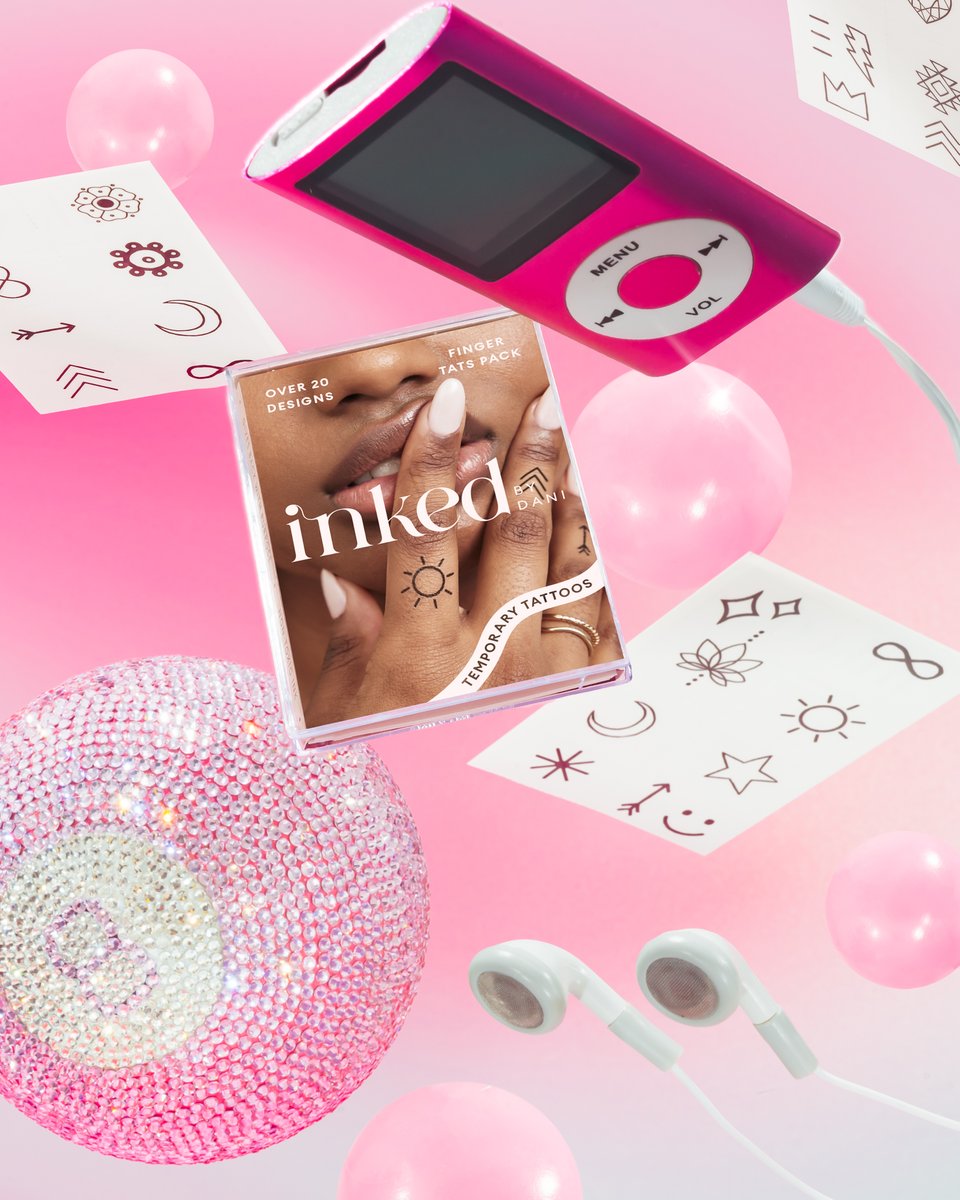 Our latest Y2K compositions for <a href="/inkedbydani/">Inked.bydani</a>! 💖 HOW CUTE?! 

#productphotography #photocompositions #productionagency