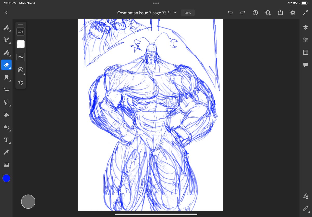 Flexymaltwitta1's tweet photo. second to last page layout I swear. Iβm probably gonna erase some of his legs so I dont have to draw another page. How could I make this compositionally better?
#comics #splashpage #bigbuffmen https://t.co/jwJ2eRHos4