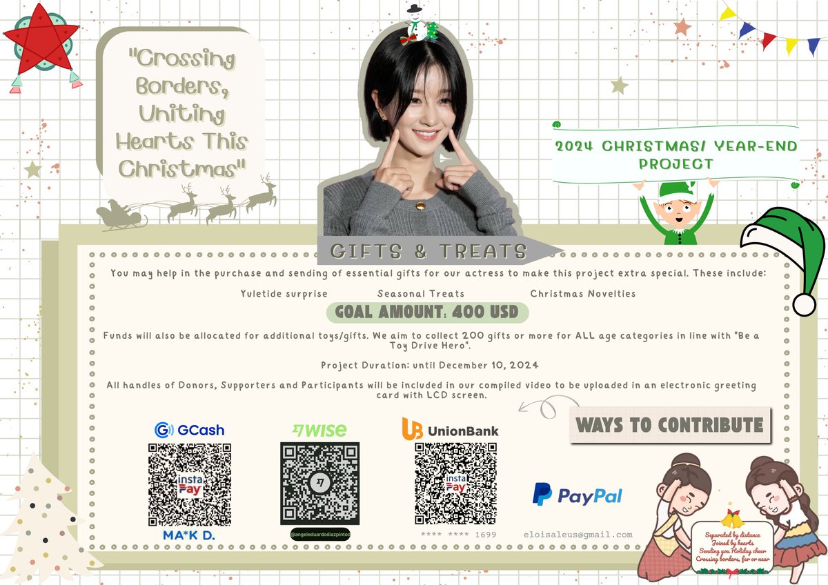 Syjphfanbase's tweet photo. C. Gifts and Treats for Seo Yea Ji🎁

You may help in the purchase  and sending of Yuletide  gifts for our actress to make this project extra special. 

See details  ⏬
🔗https://t.co/Fs4bj0OxbK

#SEOYEAJI #서예지
#Yuletide2024
#YearEndProject https://t.co/NrDkQUkeYr