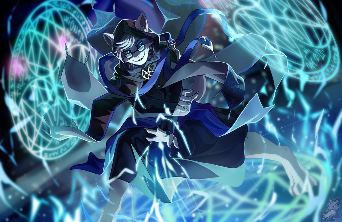 Zeitzbach's tweet photo. A piece commissioned by @ Keapora

You can tell it's chain lightning because it's blue. Normal lightning bolt spells are yellow. https://t.co/UqaK1cXtKH
