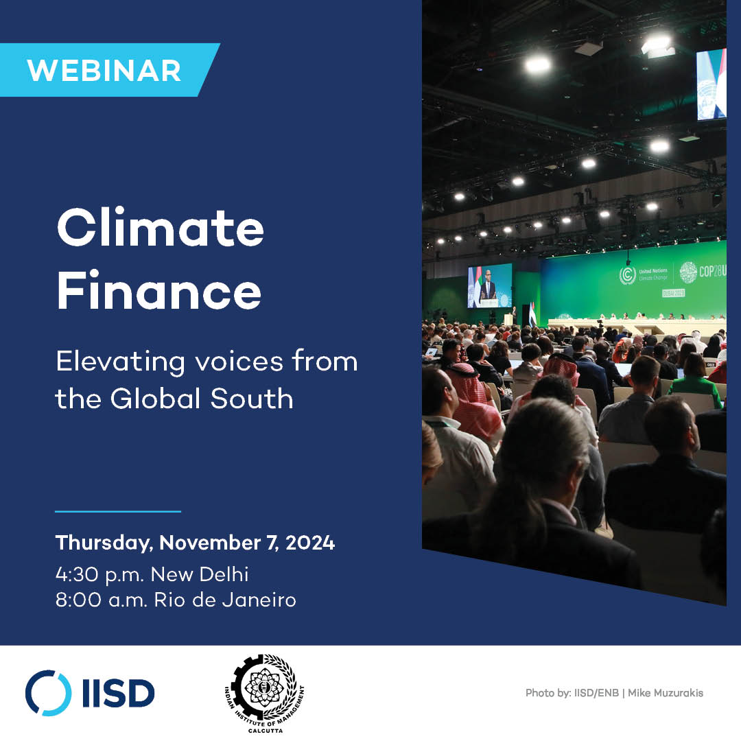 At #COP29 in Baku, gov’ts must define a new collective quantified goal on climate finance.

This Thursday, climate finance experts from the Global South share their perspectives on what's needed for a fair &amp; just outcome.

Register now: iisd.org/events/climate…