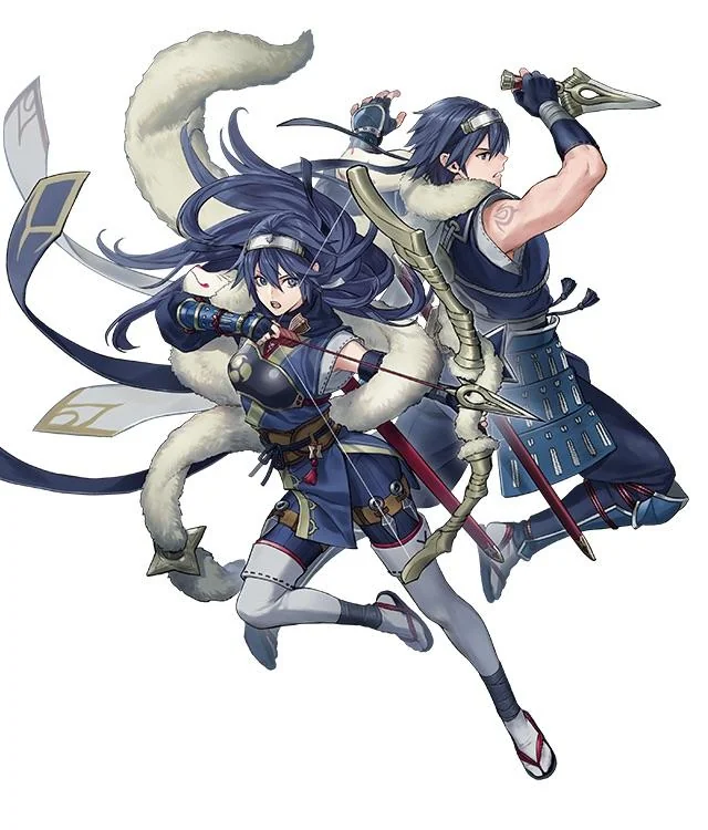 Pheonixmaster1's tweet photo. Full Artwork of Ninja Duo Lucina + Chrom!
The Artist is @/pe_nekoR

She is a colorless bow cav with dual phase brave bow.

Lucina also has her "Future Focus" PRF assist which lets you give [Future Witness] &amp; [NFU] to herself &amp; allies in 2 spaces and another action to her. https://t.co/mjVzWFrC9D