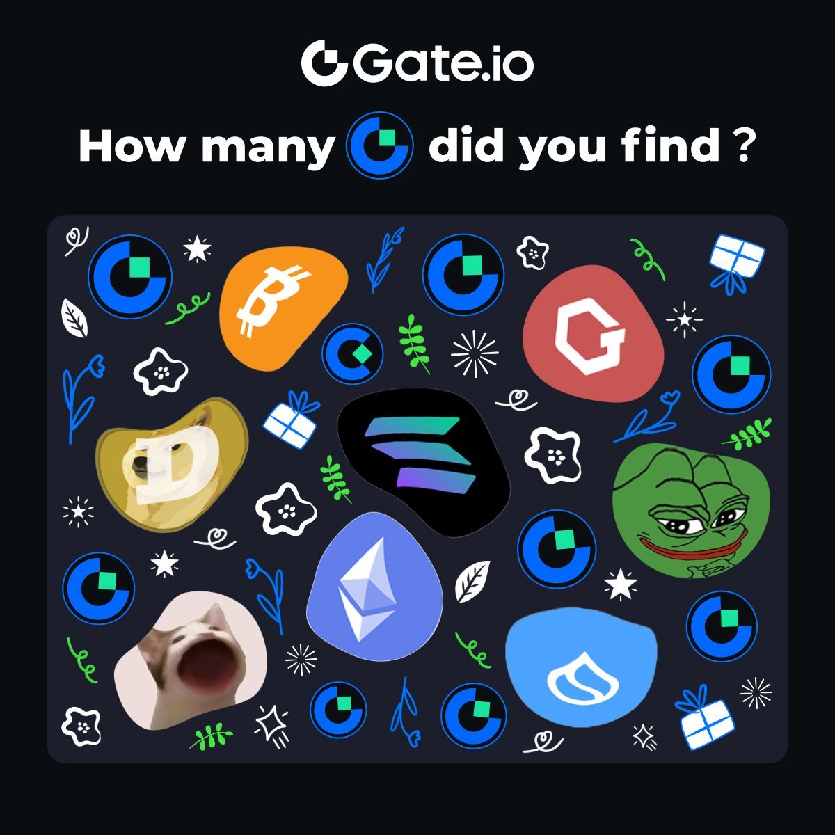🎉Eye Test Challenge! How many "Gate logos" did you find?

🎁10 Winners * 10 Each! 
How to join:
Follow @gate_io
RT + Like + Tag 3 friends
Comment with your answer

Ends at 10:00 AM, November 7 (UTC)
#Gateio