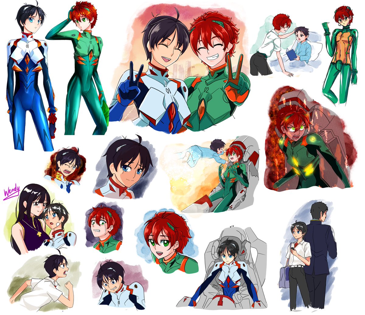 m_cottondy's tweet image. #Styleweek2024 day 2: crossover with evangelion.
these are  some of the many pics i drew during two years.
this is part 1.
i also have the infamous scene of the end of evangelion, but altered in part 2.
#southparkfanart #spstyle #spstan #spkyle