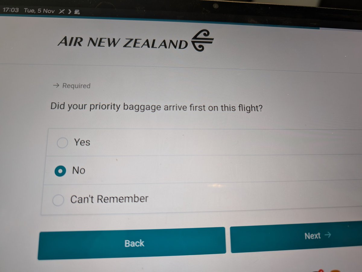 No, it was the second bag off.