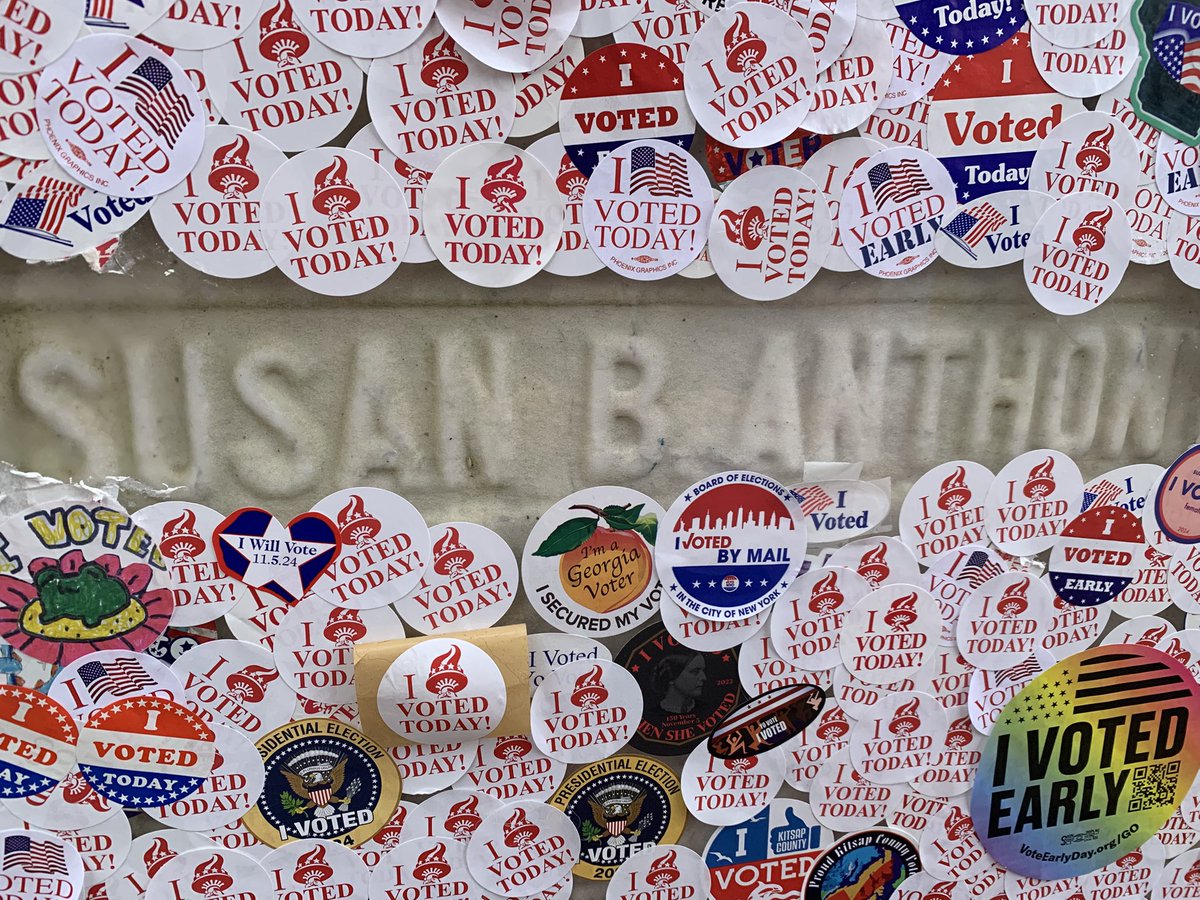 Made the pilgrimage to Mt. Hope Cemetery to put my “I voted” on Susan B. Anthony’s headstone. #Vote #KamalaHarris2024 
#Harris_Walz2024 
#SusanBAnthony