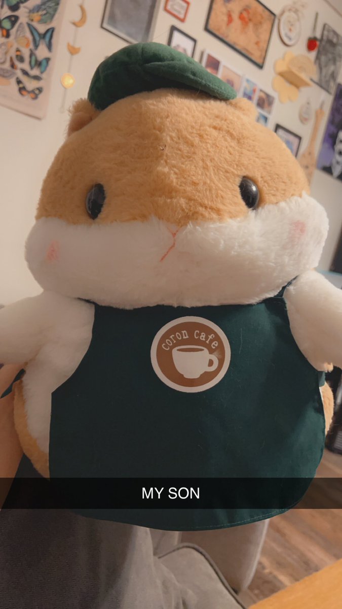 nevanthro's tweet photo. @0oddbear0 okay yes you caught me I actually do have a giant plush hamster he’s a lil barista 😭 https://t.co/Kp5zSe5Mt9