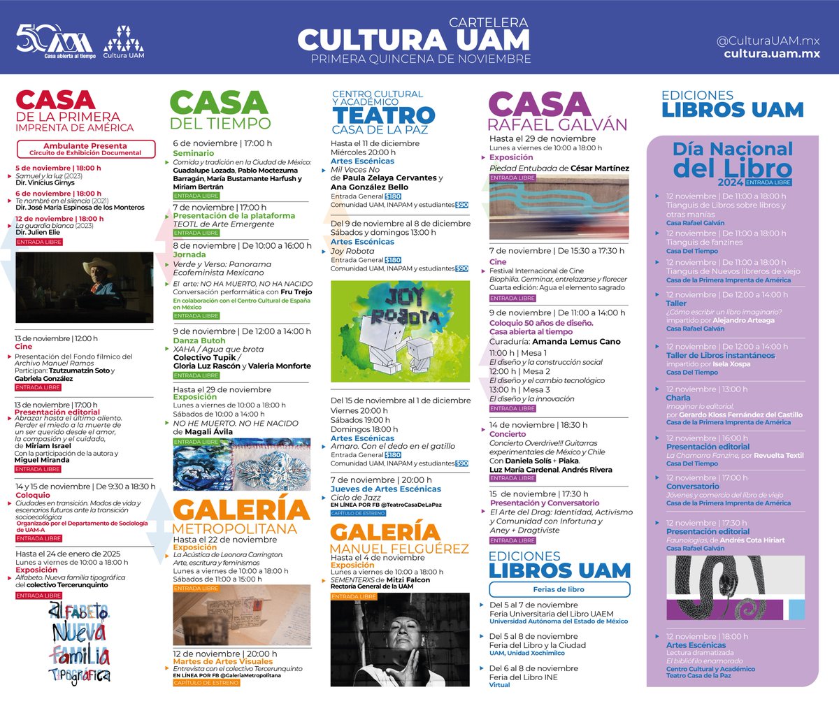 UAM (@lauammx) on Twitter photo 🎭 ¡Descubre la oferta cultural que la UAM tiene preparada para ti en este mes de NOVIEMBRE!
.
#SoyUAM #UAM50 #CulturaUAM <a href="/CulturaUAMmx/">Cultura UAM</a> 🎭 ¡Descubre la oferta cultural que la UAM tiene preparada para ti en este mes de NOVIEMBRE!
.
#SoyUAM #UAM50 #CulturaUAM <a href="/CulturaUAMmx/">Cultura UAM</a>