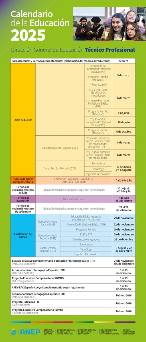 ANEP_Uruguay's tweet photo. La ANEP fijó calendario de actividades del año lectivo 2025 con el inicio y fin de cursos, vacaciones, entre otros de @primaria_anep @dges_Uruguay y @UTU_Uruguay https://t.co/89G52gOvTS