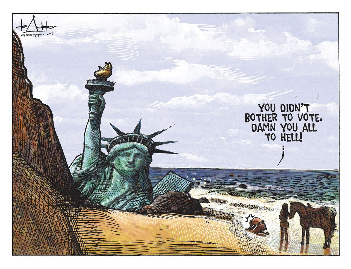 “You didn’t bother to vote. Damn you all to hell!” Cartoon by Michael De Adder <a href="/deAdder/">Michael de Adder</a> deadder.net