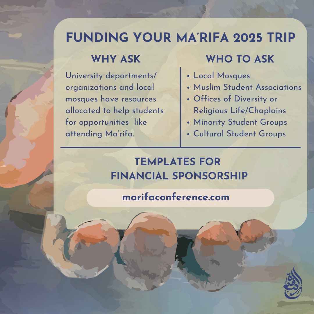 MarifaPrograms's tweet image. Check out these tips and templates to help fund your Ma’rifa 2025 trip. Funding letter templates and financial aid applications are also available at marifaconference.com!💲🤲