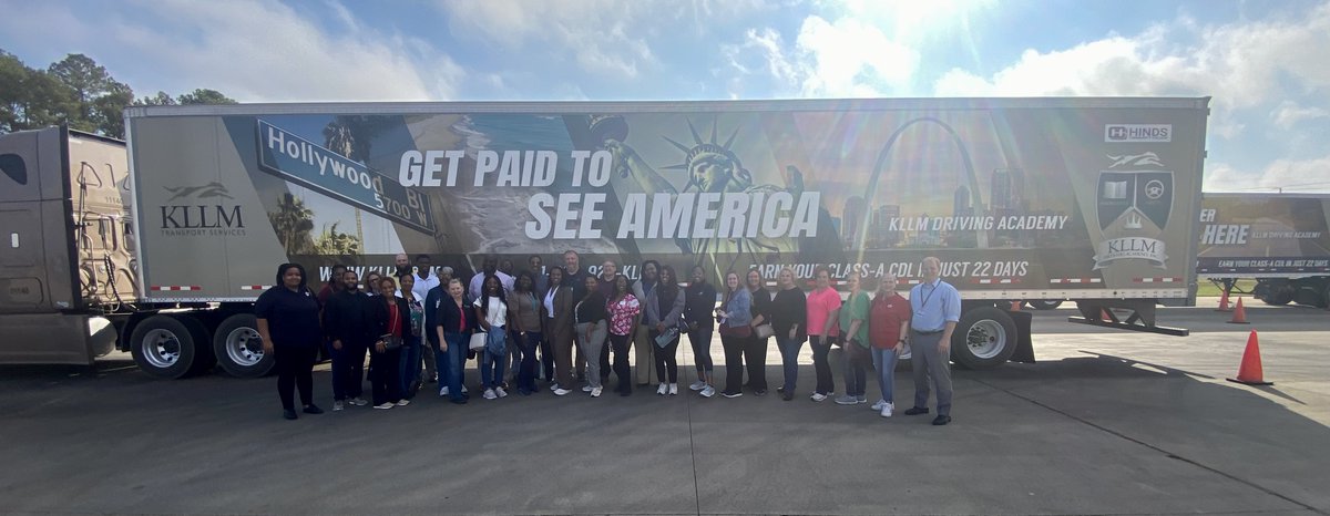 HindsWorkforce's tweet photo. Hinds CC collaborated with CMPDD to provide industry tours for adult career coaches. We appreciate KLLM Driving Academy, Empire Truck Sales, Stribling Equipment, and Siemens Energy for providing tours. Golding Barge Lines also provided a presentation during the working lunch. https://t.co/0WzUNqKUZi