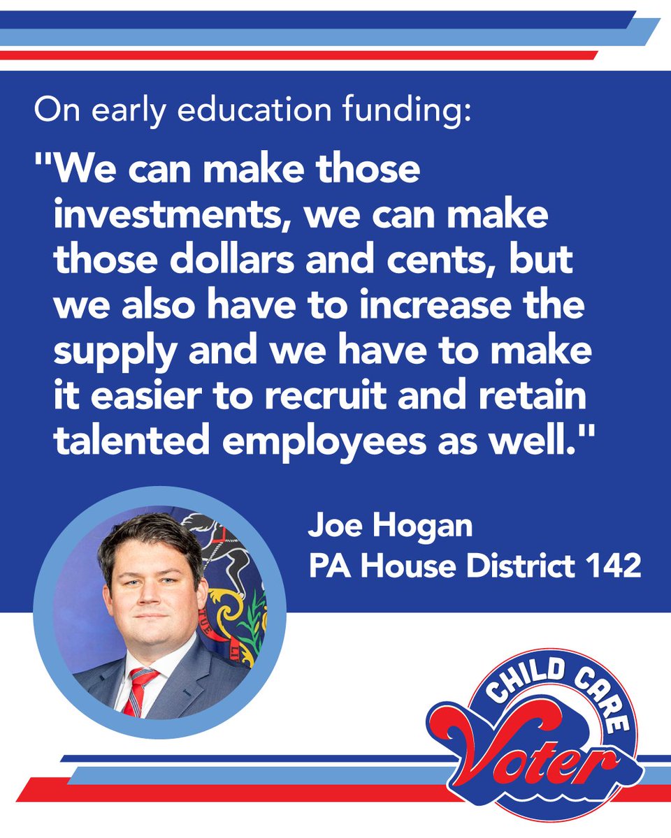 Joe Hogan for State Representative District 142 sounds like a champion for childcare. See what else he has to say here: childrenfirstactionfund.org/pa-house-142/ #wearechildcarevoters