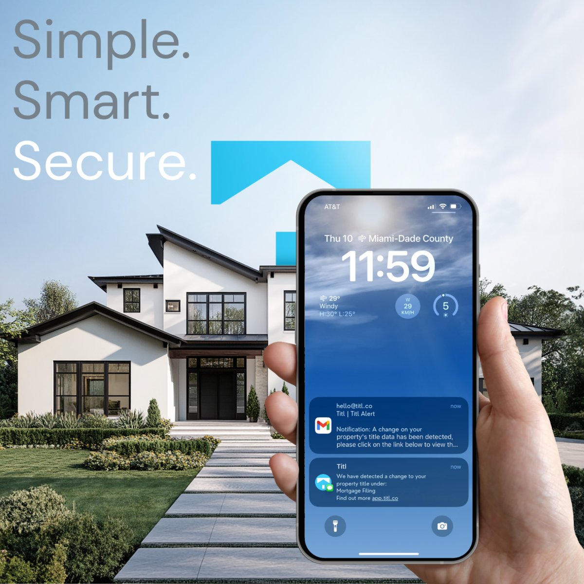 Titl_co's tweet photo. With Titl Alerts, your property is protected 24/7.  Get real-time alerts for any changes to your title, liens, taxes, or permits. If something suspicious happens, you’ll know instantly—no surprises, no stress.

Your home’s safety, always in sight. https://t.co/Dxe6R948jT