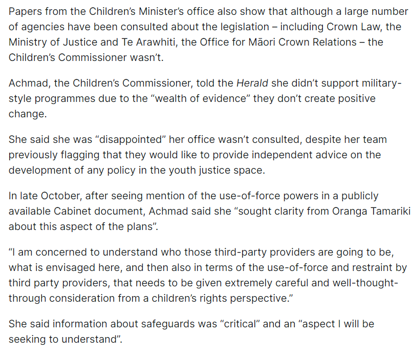 salty_kiwi's tweet photo. Reviewing this kind of policy change is literally the point of the Children's Commissioner. Not sending them this document when they specifically asked to be included is more than just an oversight. It reeks of a deliberate attempt to avoid the normal level of scrutiny. https://t.co/4VUgefhums