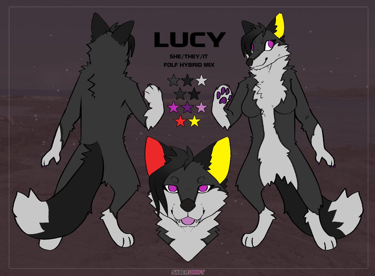 x_ecutive's tweet image. finally got a ref sheet done for my personal sona, by the amazing @SaberDriift !!!
incredibly happy with how it turned out!!