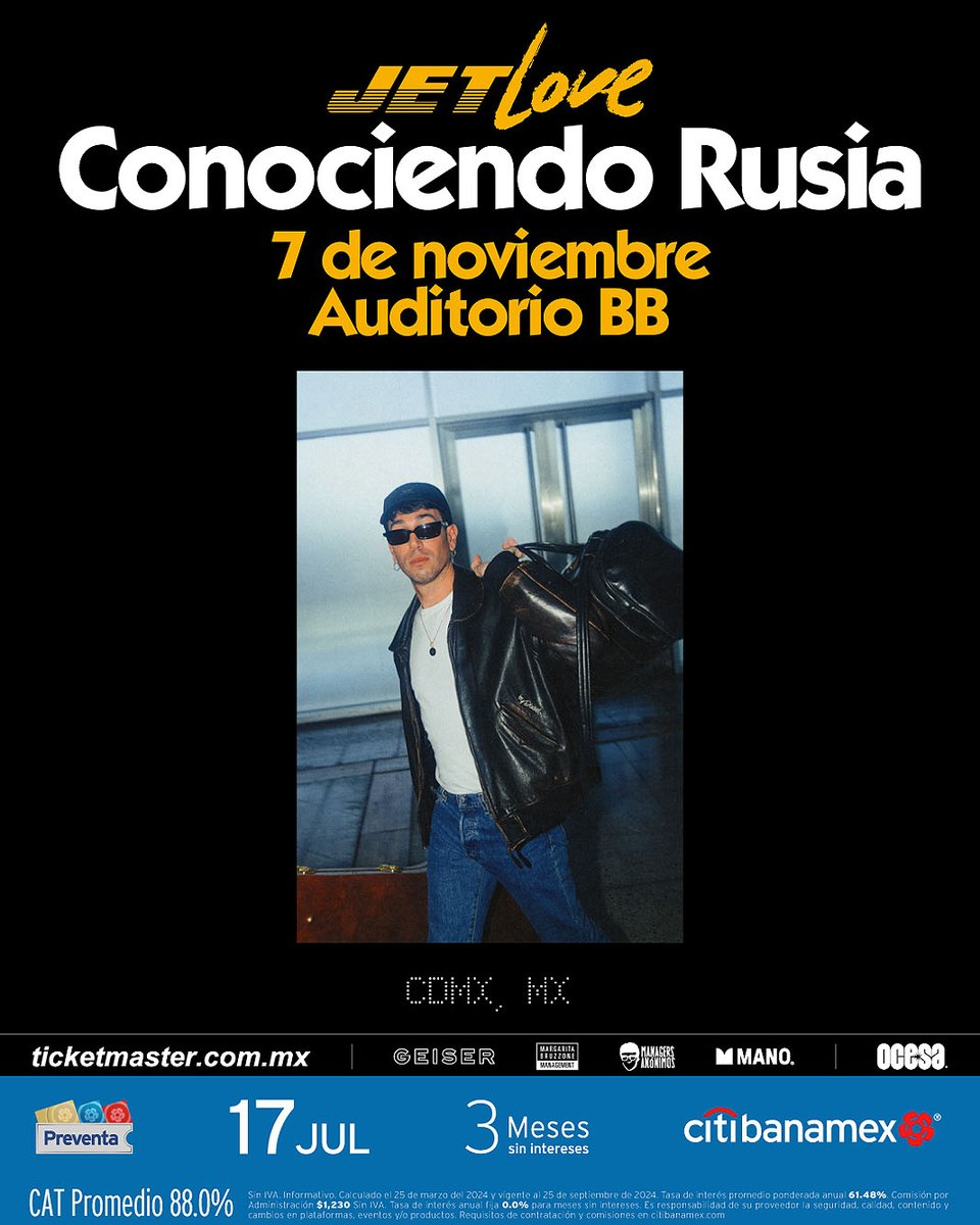 BalestrinoLied's tweet photo. En noviembre, el artista argentino @conociendorusia presentará su nuevo álbum “Jet Love”, en México. Jueves 7 en el #AuditorioBB, y domingo 10 en el @ForoTims. 🎶🎶🎶🎶🎶 https://t.co/BVJCParsMl