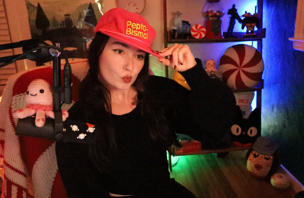 peptalkslive's tweet photo. Nausea, heartburn, indigestion, upset stomach, diarrhea? Hey Pepto-Bismol! As you can imagine I get many nicknames having the name Pep on twitch/online, so someone in the community gifted me my very own bright pink Pepto Bismol hat! 🤣We're sporting it today! 🩷💛 https://t.co/s4CPsvHsQz
