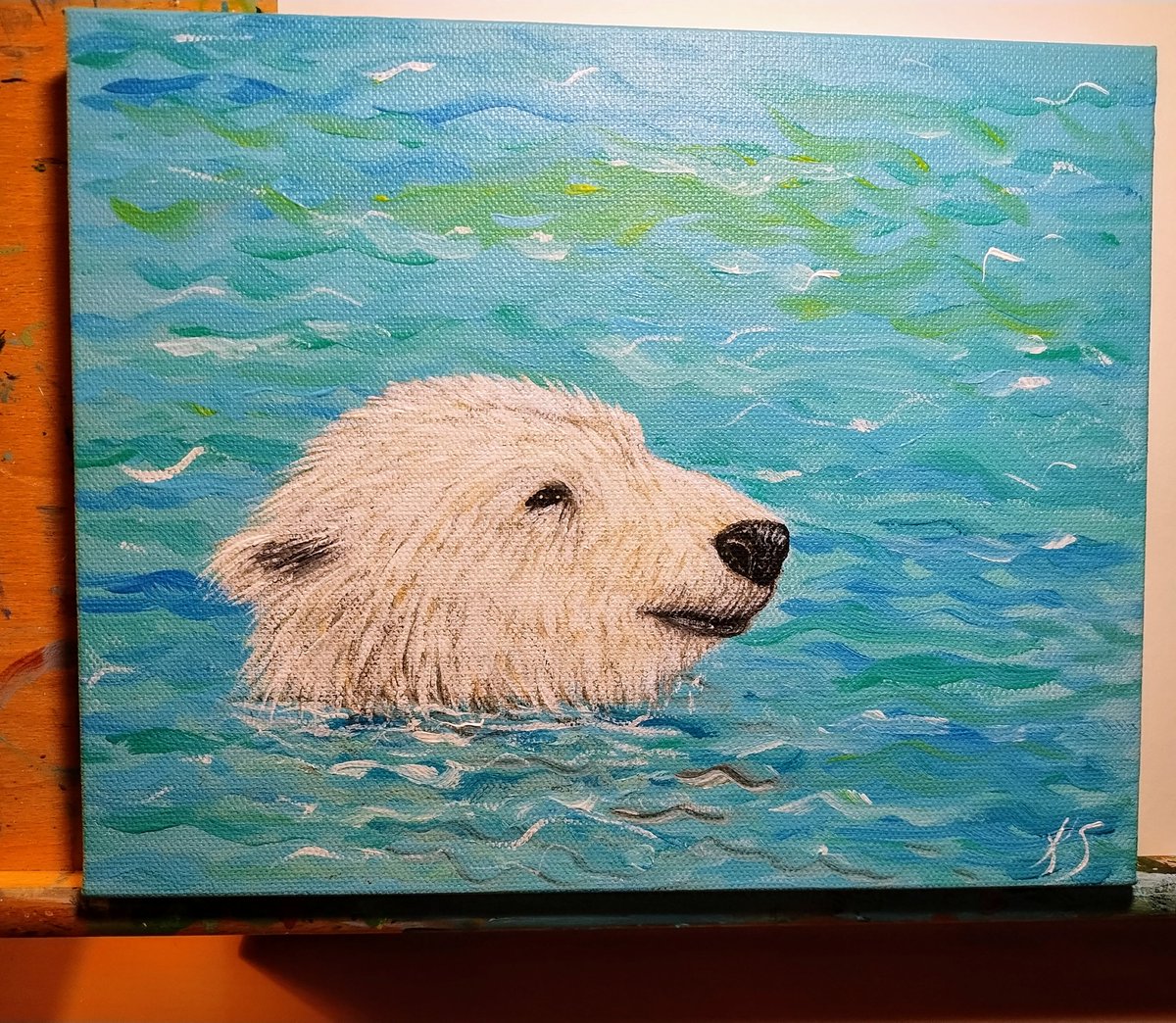 Finally finished this fella! 🐻‍❄️ Inspired by my own photo. Hope you all had a lovely weekend and happy new week! #polarbear #polarbearpainting