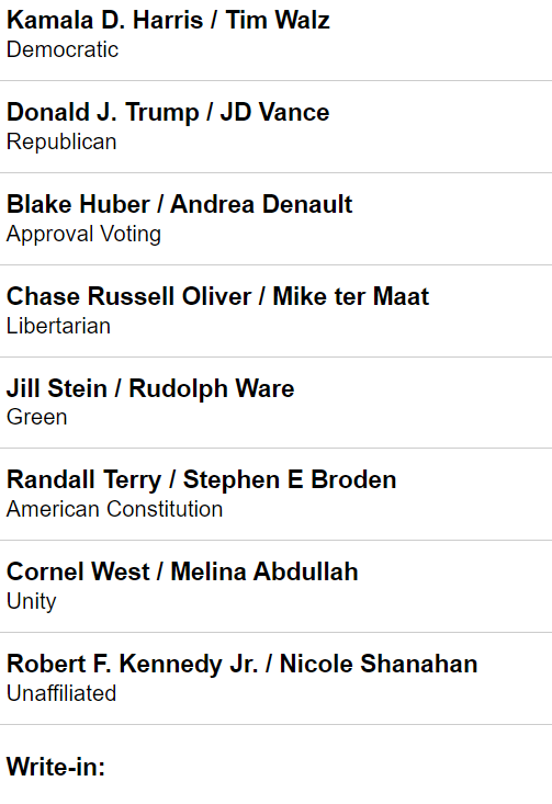 Here are all the folx runnin' for prez and v. prez.