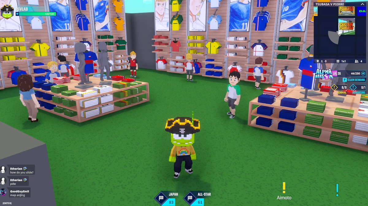 ⚽ Tsubasa vs Pierre? Epic showdown in <a href="/TheSandboxGame/">The Sandbox</a>! Grabbed some sweet merch at the Football Wear Shop. Ready to join the match? ⚽ register-landings.sandbox.game/alphaseason4-s… #TheSandbox #AlphaSeason4 #AS4SocialChallenge