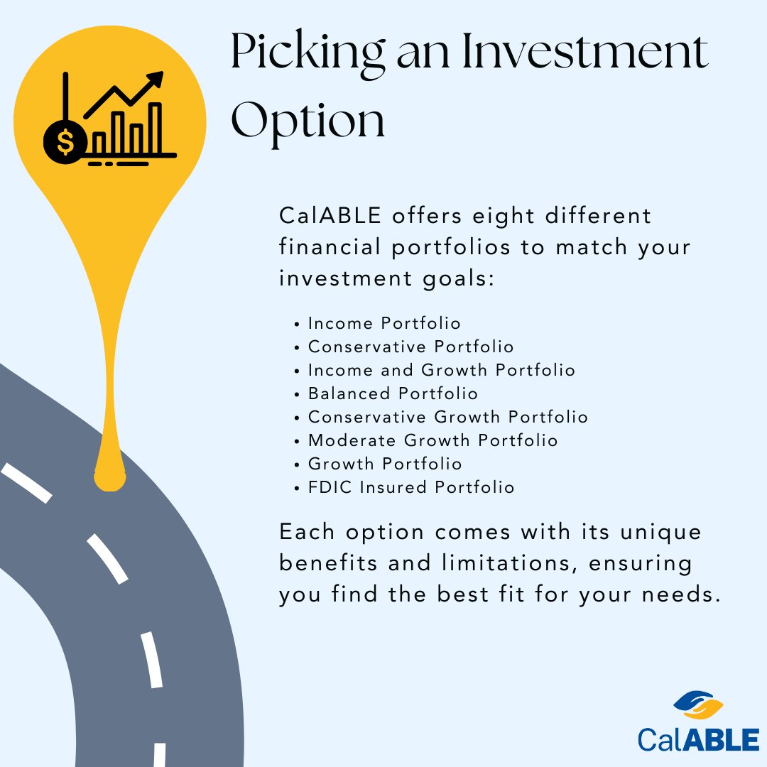 wearecalable's tweet photo. Once you've opened your CalABLE account, you can select your investment options! A CalABLE account is an opportunity to grow your money tax-free.

Part 2/5

#CalABLE #WeAreCalABLE #PeopleWithDisabilities #Disability #ABLEaccounts #FinancialPlanning https://t.co/ewRs2W5ley