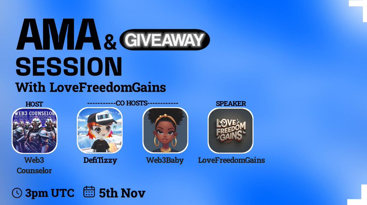 LoveFreedomGain's tweet photo. #ANNOUNCEMENT: We've got an #AMA tomorrow with Web3 Counselor here on X Spaces.
3 FreedomForgeE #Whitelist NO FEE nft listings for life! 3 #FreedomForgeE Staking NFT whitelisted Mints(800pol value, 4 years dual token rewards) + 50 udst to be split 30/15/5
9 prizes total to be won https://t.co/RRBOGYsJ2v