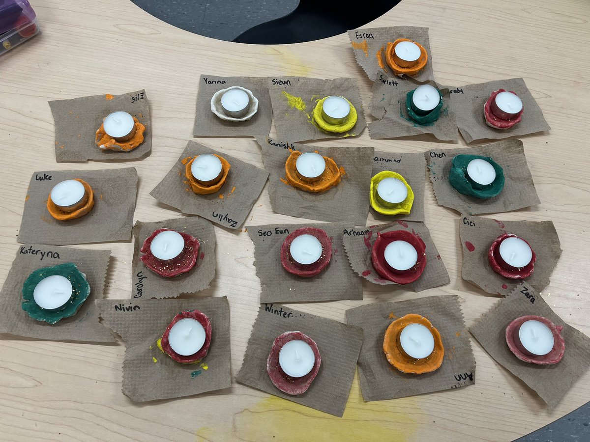 We painted our diyas and added some decorative touches @westbedfordPP_6 Happy  Diwali 🪔