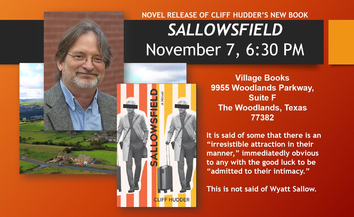 This Thursday at Village Books! Will there be trendy Sallowsfield promotional item giveaways? How could there not be? <a href="/TxReviewPress/">TRP: The University Press of SHSU</a> <a href="/LoneStarLit/">Lone Star Literary</a>
