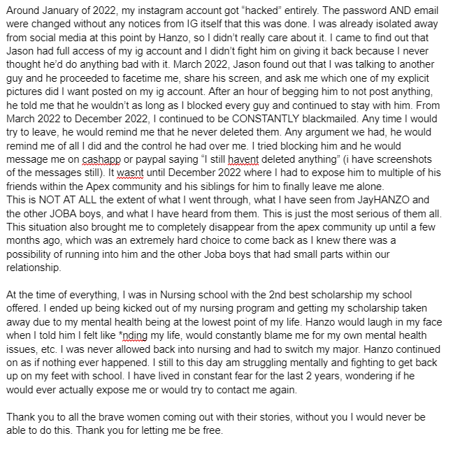 My story w/ JayHANZO -- Thank you to everyone who has supported me through this, I will eternally be grateful.