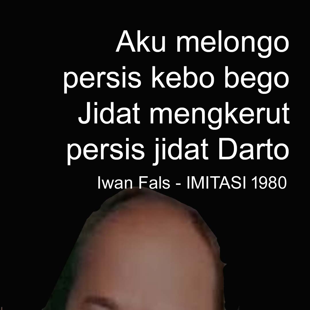 "Aku melongo
persis kebo bego
Jidat mengkerut
persis jidat Darto"
Iwan Fals - IMITASI 1980