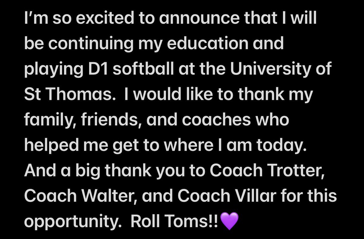 BellaDowdall22's tweet photo. Roll Toms!!💜💜 @TommieSoftball @CoachBagzTrot @THolt0184 https://t.co/zyVsD20UyR