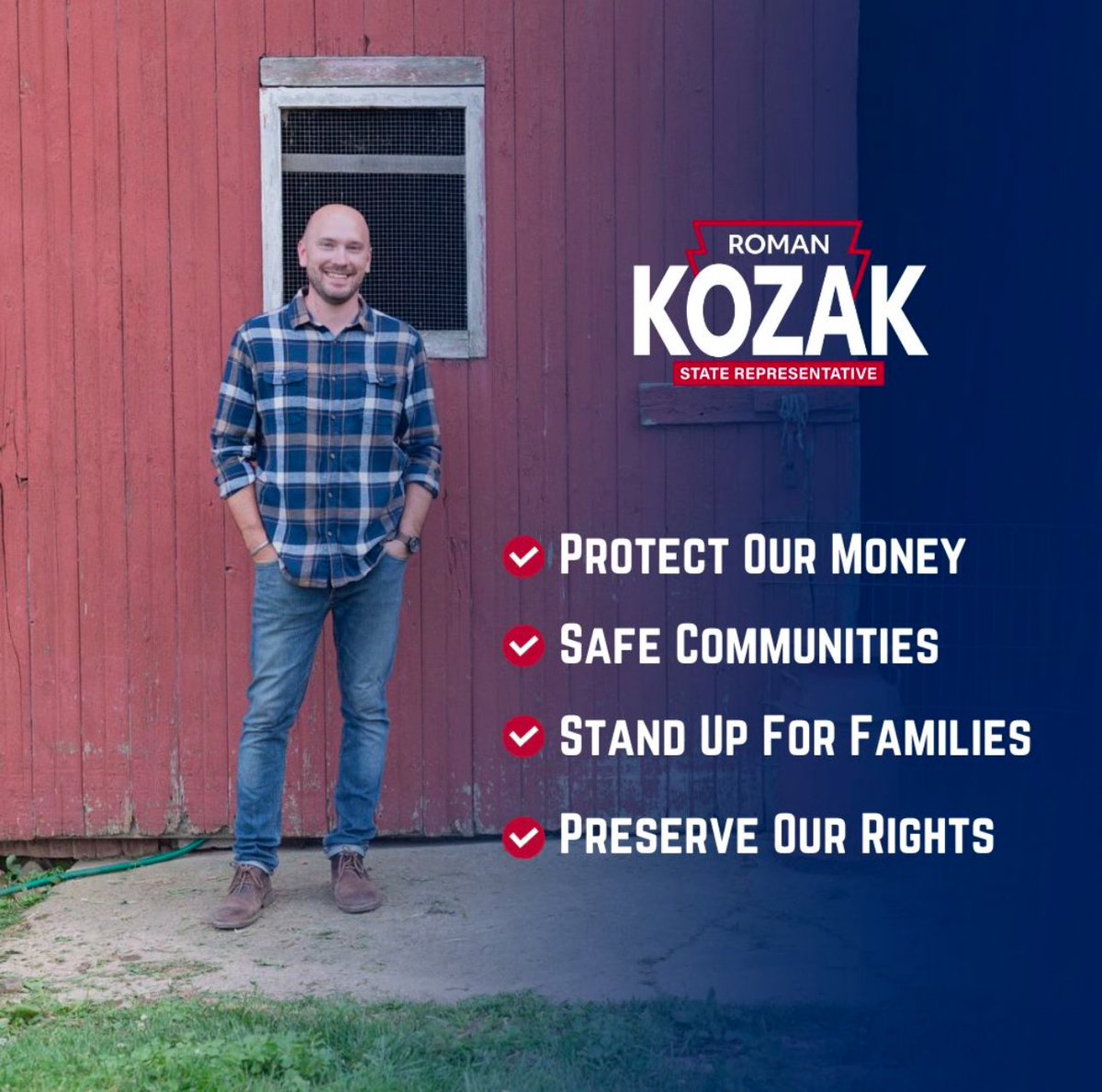 Kozak4PA's tweet image. I love this region and want to see it prosper for our children, grandchildren, and generations to come.

Tomorrow, November 5th, is Election Day and I am humbly asking for your vote to be your next State Representative. God Bless! 🇺🇸 #kozak4pa #staterepresentative #election2024