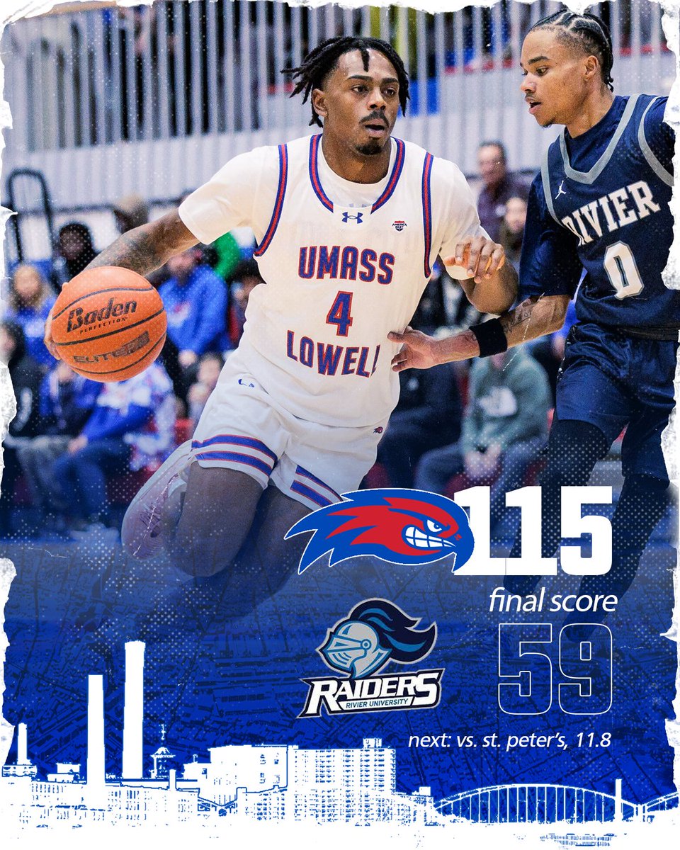 FINAL: River Hawks top Rivier, 115-59 in the 2024-25 season opener! Mincey w/20 pts. Brooks w/16 pts, 11 rebs. 

#UnitedInBlue | #AEHoops