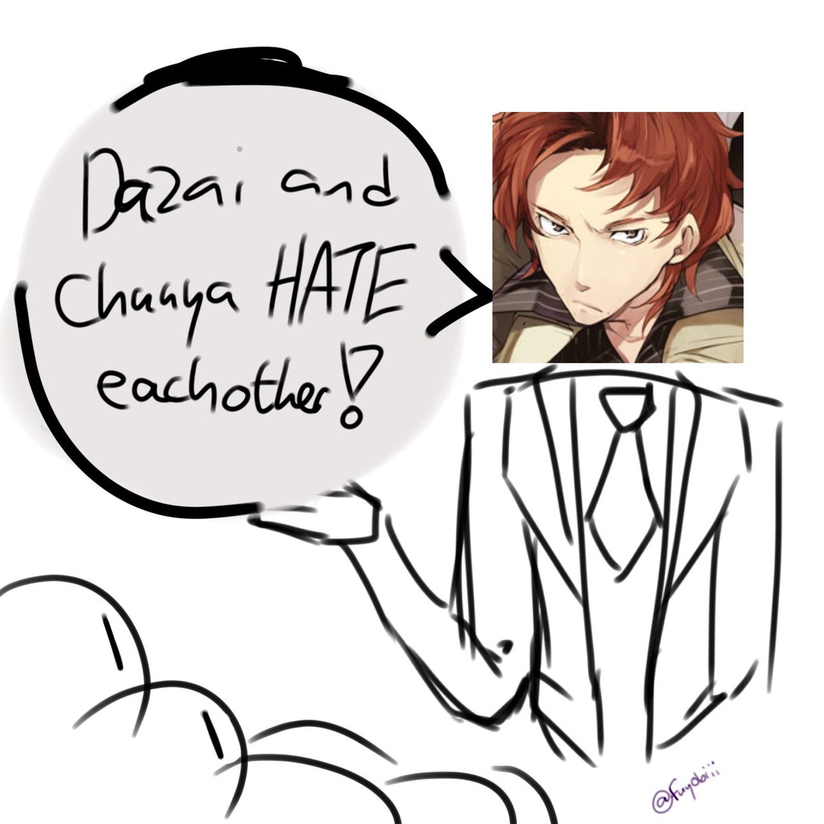fuyobiii's tweet photo. the dazai and chuuya in question 
#bsd #soukoku https://t.co/KZtmvwSeiZ