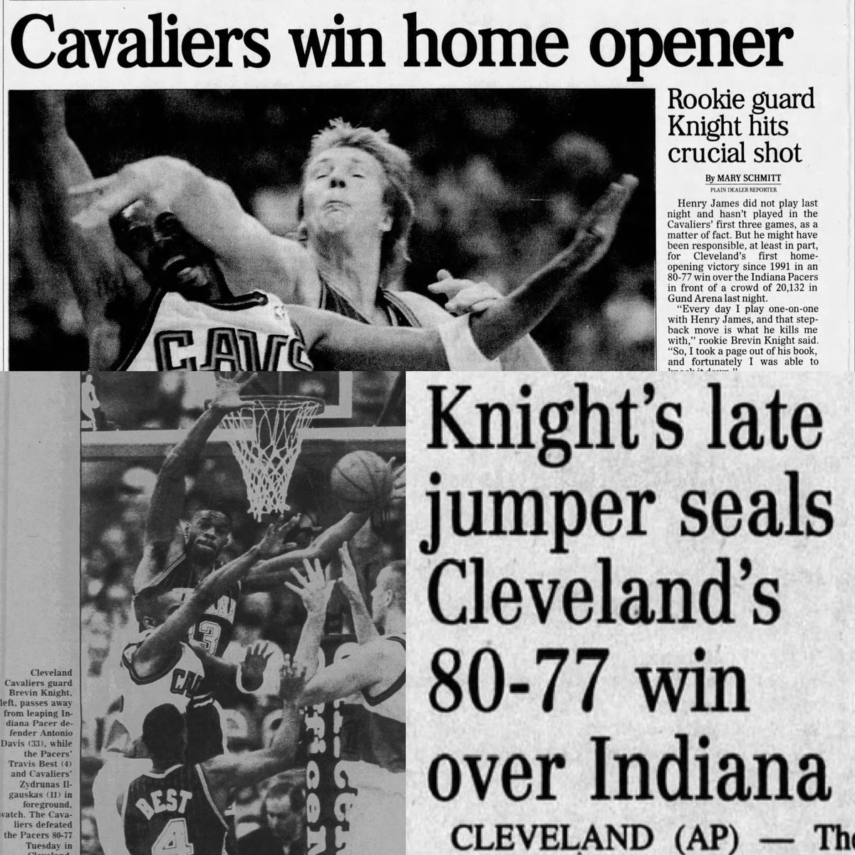 MrCleveland_216's tweet photo. November 4, 1997: Welcome To Cleveland🏀
#LetEmKnow rookie Brevin Knight (playing in 1st gm in front of CLE fans) hits game-winning jumper w/ 4.9 secs
Cavs 80-77 at Gund vs. Pacers (Larry Bird 3rd gm HC)
Nice way to start CLE career!
#Brevin https://t.co/WOnDiw6CqC