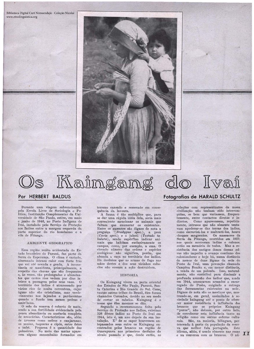 nimuendaju's tweet photo. Os Kaingang do Ivaí (Baldus 1948); https://t.co/F6NOkcV2ul

As fotografias que ilustram o texto são de Harald Schultz, que acompanhou o autor como seu assistente de pesquisa. https://t.co/jklyCv6GeD