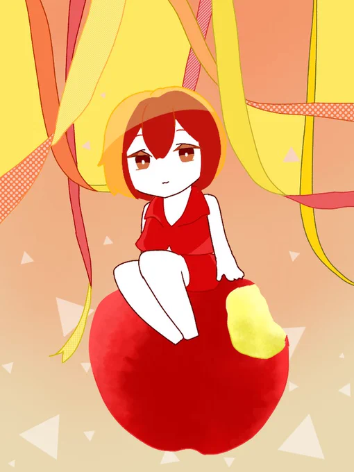 なみゐさんのMEIKOさん!リンゴの上にちょこんと乗る姿が可愛いホー!(≧∇≦)【】 #piapro #MEIKO 