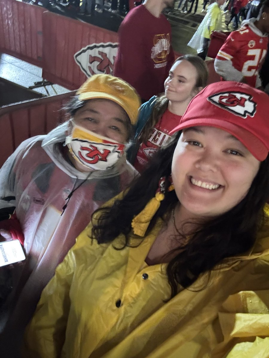 pilipina's tweet photo. Rain won’t stop us! Yellow raincoat’s a perfect addition! #ChiefsKingdom https://t.co/9Y1jPXdMLz