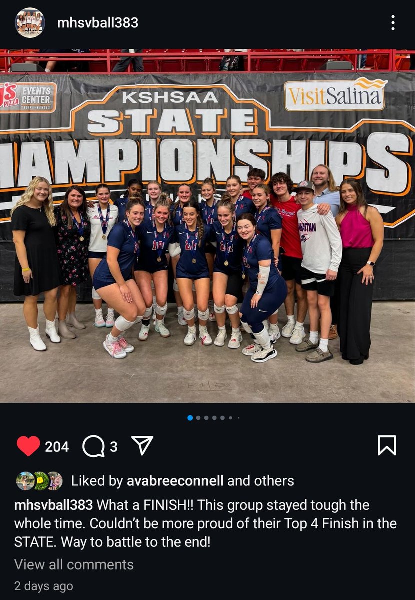 SSA_Girls_Hoops's tweet photo. Congratulations to the Manhattan High girls volleyball team for their 4th place finish at the Class 6A State Tournament! #SSA player, sophmore Bailey Busch, earned All-Tournament honors! Now, let's get to school hoops! 🏐🏀 #SSAgirlshoops #multisportstar https://t.co/fVqGTJDbcr