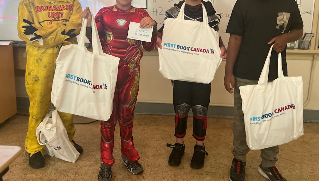 CbeVillage's tweet photo. Our students had an extra special Halloween thanks to @FirstBook Canada and @amazon for the donation and delivery of our book bags for each student
#wearecbe#ittakesavillage https://t.co/5YWErWdAn3