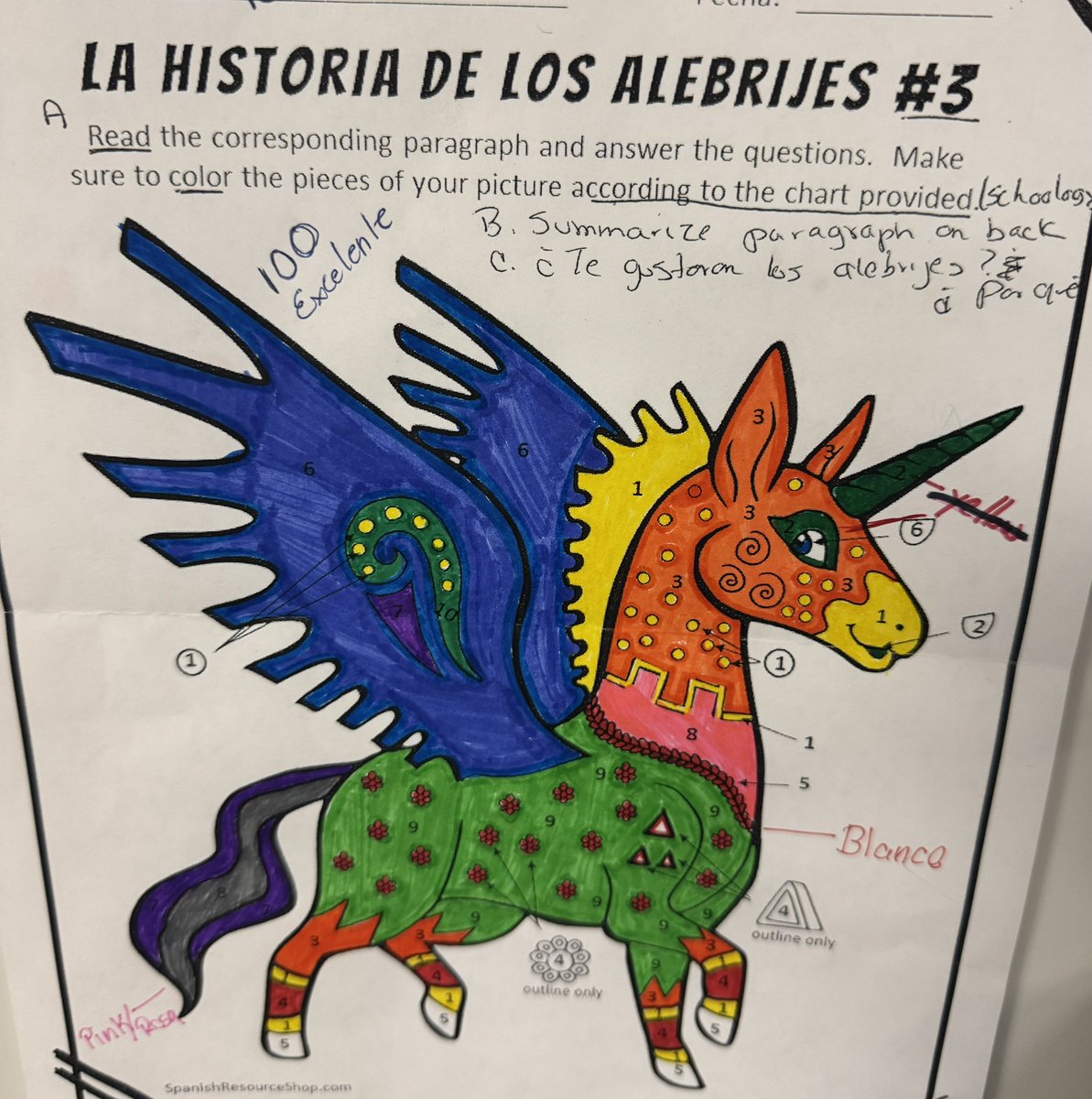 Sandra Elizabeth Camacho (@scamacho_srms) on Twitter photo Spanish 2 had a busy Day of the Dead couple of weeks. From creating an altar using past tense conjugations 100% in Spanish, to comparing Halloween with Day of the Dead & finalizing by color coding an alebrijes text with comprehension questions! 👏🏻
<a href="/SRMS_Generals/">Janet Carrillo</a>
#LOTE_SISD Spanish 2 had a busy Day of the Dead couple of weeks. From creating an altar using past tense conjugations 100% in Spanish, to comparing Halloween with Day of the Dead & finalizing by color coding an alebrijes text with comprehension questions! 👏🏻
<a href="/SRMS_Generals/">Janet Carrillo</a>
#LOTE_SISD
