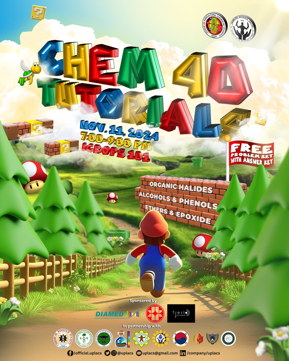 UPLACS's tweet photo. Level up your organic chemistry skills with our CHEM 40 Tutorials this coming November 11, 2024, 7-9PM in ICROPS 101!

Register here:
https://t.co/8AGtyH51LA

Jump into the learning quest and embark on your most epic CHEM 40 experience as you ace your exam! See you! https://t.co/QBWD3NdmXo