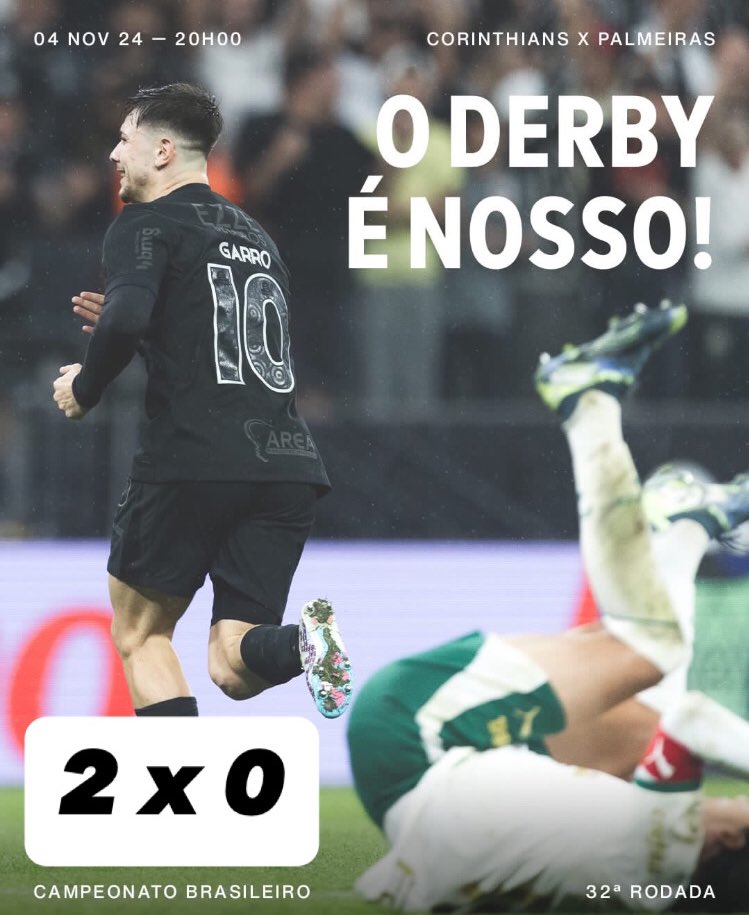 CorinthianoNoti's tweet photo. Final de Jogo 

Corinthians 2 x 0 Palmeiras https://t.co/mnzqrKPjEj