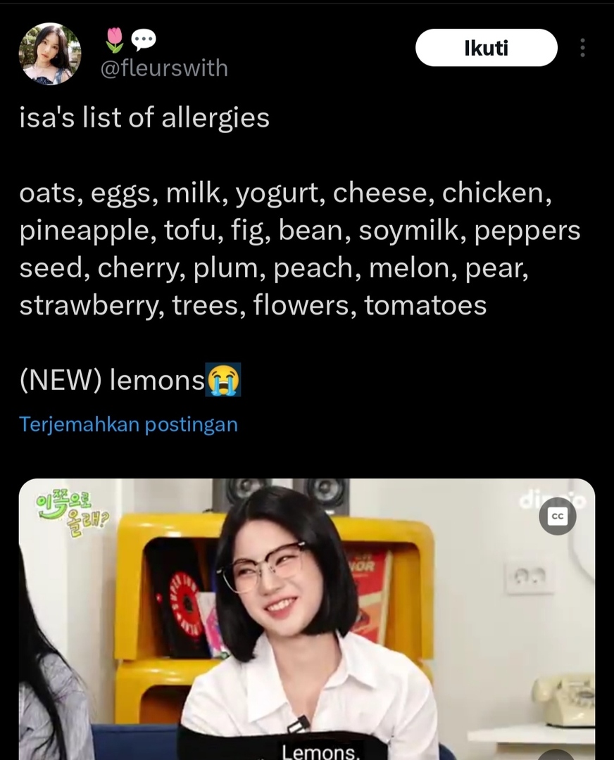 -star isa stayc nambah lagi list alerginya gaes😭sekarang nambah alergi lemon 🍋