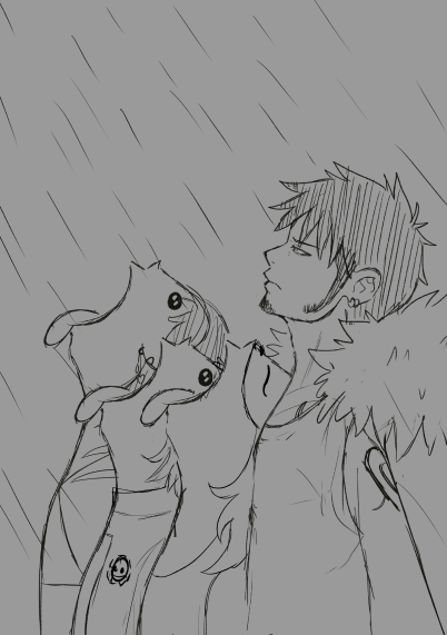 Moku022's tweet photo. Jean, kuzuri @Inukagedesu  and cani @Aurora08032704  under the rain with law https://t.co/FWmRboTbQ4