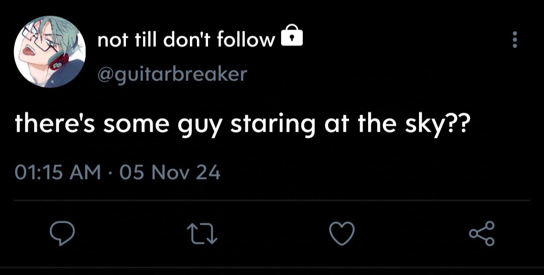 fluidthorn's tweet photo. “ Finally found something else to look at ” — an #ALNST #ivantill socmed au

★ ㅡ Till is a debuting solo artist who usually frequents the same park at night to practice unbothered. One day, he notices a guy who starts to show up at the same time to look at the stars. https://t.co/9FpLR7f5C6