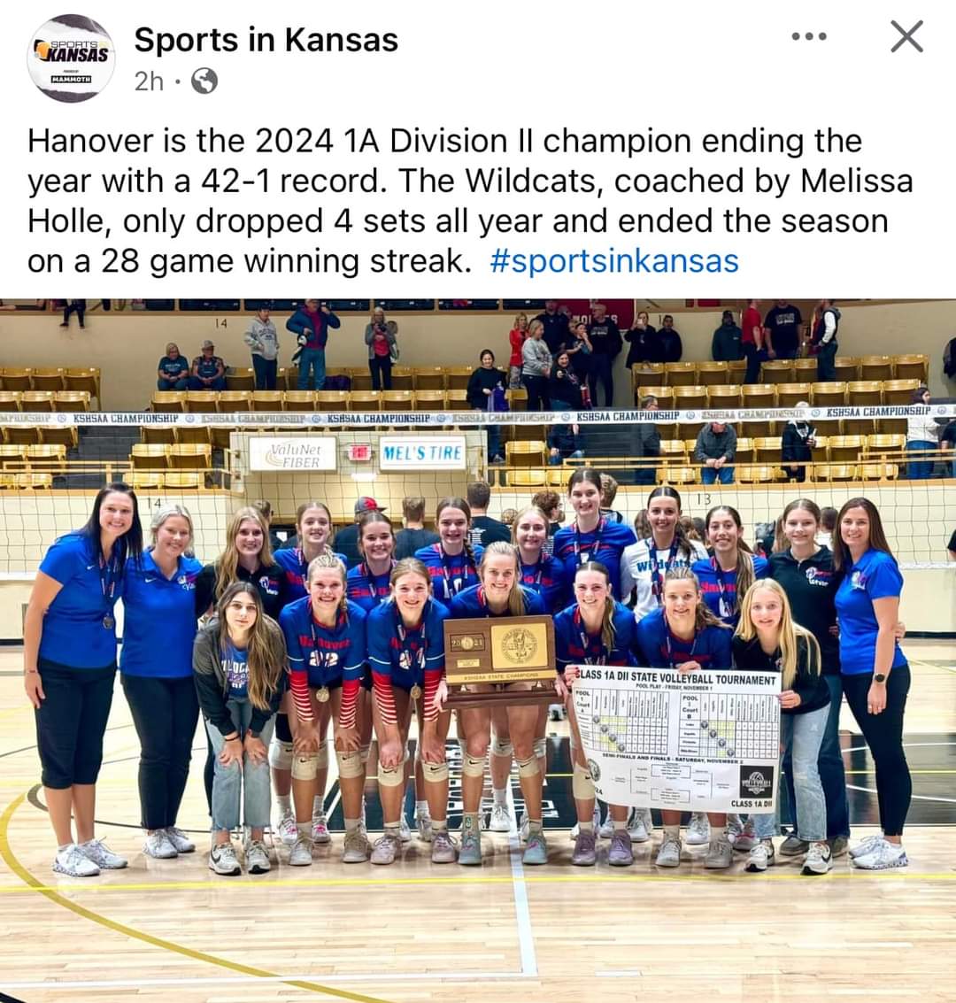 SSA_Girls_Hoops's tweet photo. Congratulations to the Hanover High girls volleyball team for their 1A Division II State Championship! The Wildcats go an astounding 42-1 on the season! #SSA player, Gracie Bruna, helped propel the team to the 'chip! Now rest? No, school hoops! 🏐🏀 #SSAgirlshoops #multisportstar https://t.co/BFcuhrTdOH