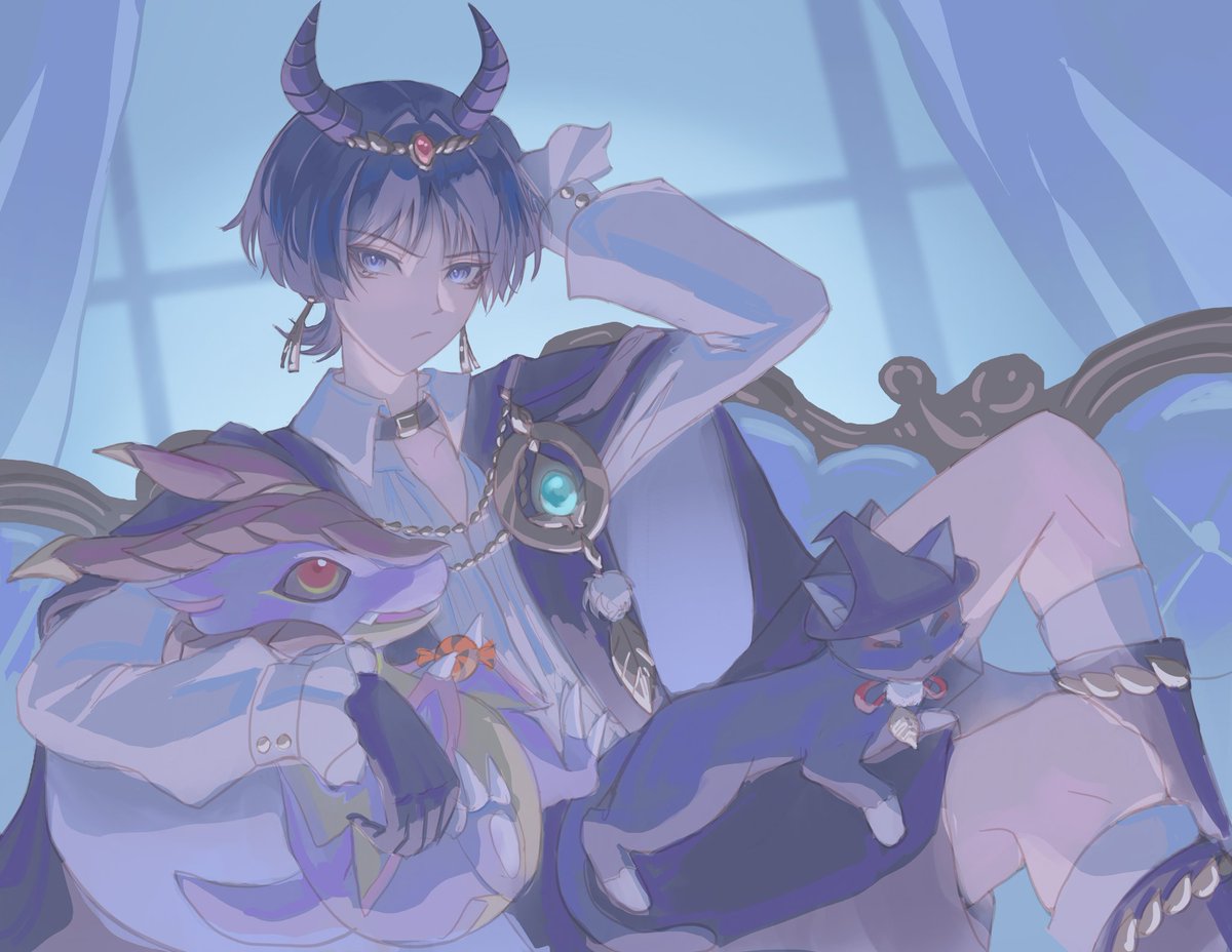 Late but happy Halloween! 

Wanderer as a dragon prince 🫅
#scaramouche #wanderer #genshinimpactfanart